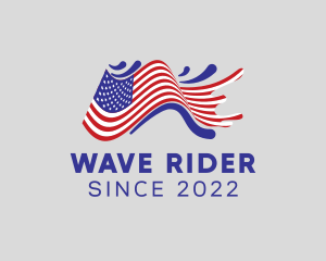 Surfing - American Flag Surfing logo design