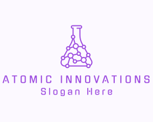 Molecule Chemistry Flask logo design