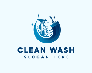 Cleaning Sanitation Wash logo design