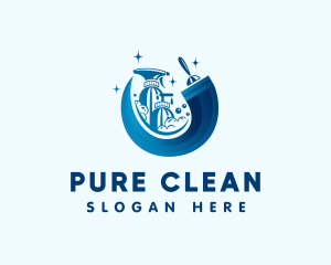 Cleaning Sanitation Wash logo design