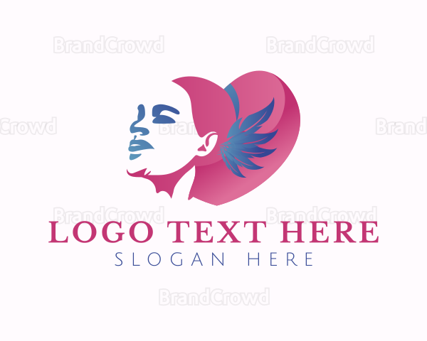 Woman Heart Hairdresser Logo