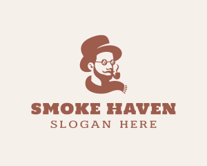 Scarf Man Smoking logo design