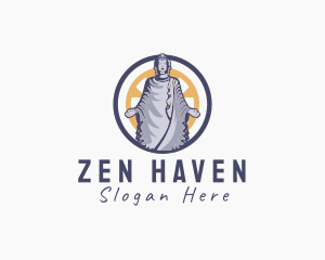 Monk - Buddhist Temple Landmark logo design