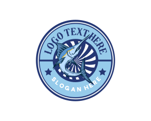 Stirring Wheel - Marine Fishing Badge logo design