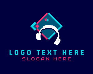 Techno Music - Cyber DJ Headphones logo design