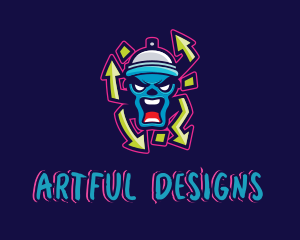 Angry Face Spray Can logo design