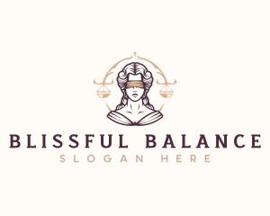 Woman Blindfold Justice Scales logo design