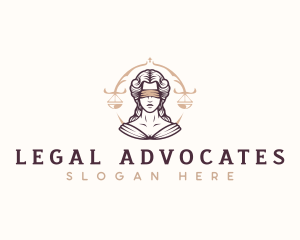 Woman Blindfold Justice Scales logo design