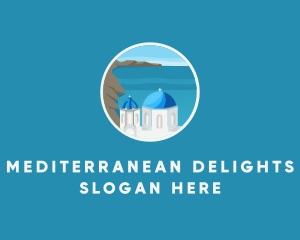 Mediterranean - Santorini Greece Travel logo design