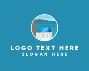 Mediterranean - Santorini Greece Travel logo design