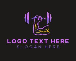 Exercise - Dumbbell Muscle Fitness logo design