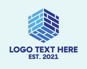 Bricklayer - Blue Brick Contractor logo design