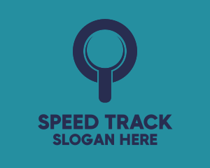 Track - Blue Magnifying Glass logo design