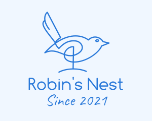 Robin - Blue Sparrow Monoline logo design