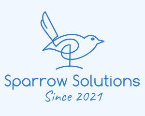 Sparrow - Blue Sparrow Monoline logo design