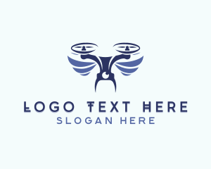 Quadcopter - Aerial Wings Drone Photography logo design