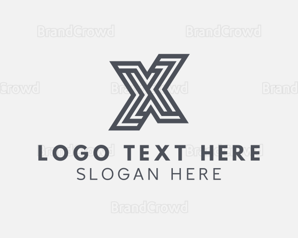 Marketing Stripe Line Letter X Logo