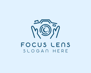 Hands Camera Lens logo design