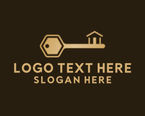 House - Gold House Key logo design