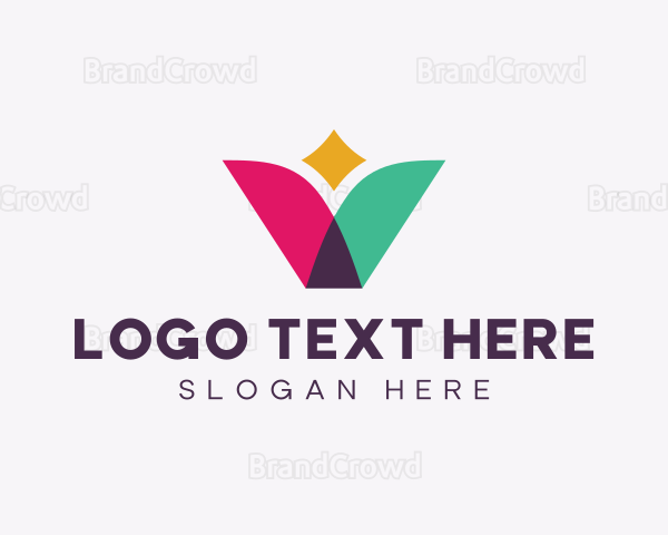 Colorful Flower Letter V Logo