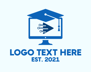 Media - Blue Monitor Graduation logo design