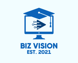 Blue Monitor Graduation logo design