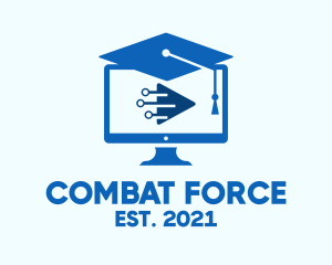 Online Learning - Blue Monitor Graduation logo design