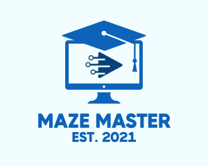 Blue Monitor Graduation logo design