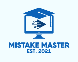 Blue Monitor Graduation logo design