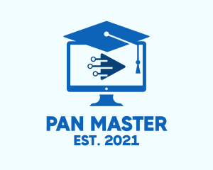 Blue Monitor Graduation logo design