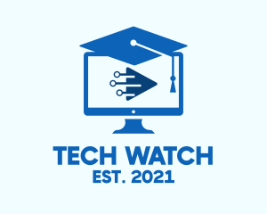 Monitor - Blue Monitor Graduation logo design