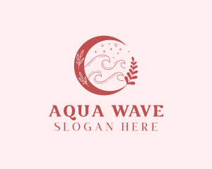 Floral Moon Wave logo design