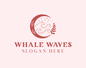 Floral Moon Wave logo design