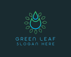 Abstract Water Droplet Leaf logo design