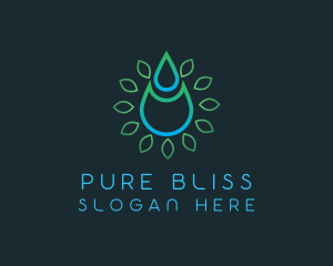 Abstract Water Droplet Leaf logo design