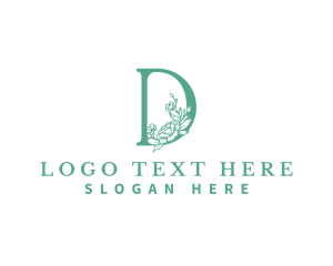 Wreath - Natural Flower Floral Letter D logo design