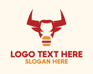 Meat Alternative - Red Bull Hamburger Restaurant logo design
