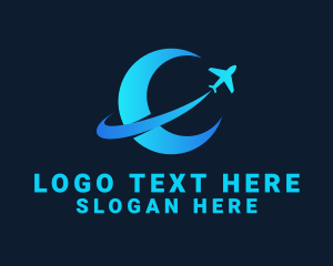 Exploration - Moon Airplane Travel logo design