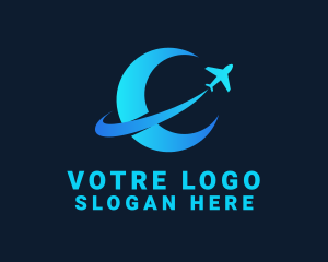 Moon Airplane Travel Logo