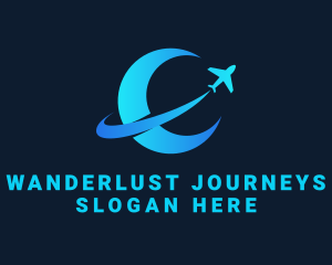 Moon Airplane Travel logo design