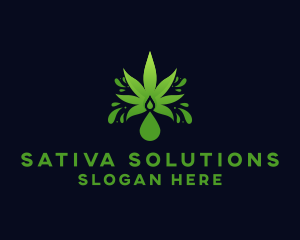 Marijuana Leaf Droplet logo design