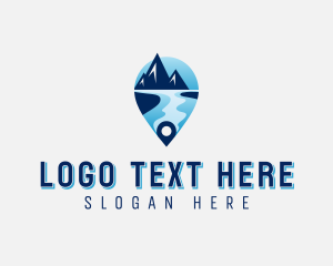 Location Pin - Travel Mountain Lake logo design