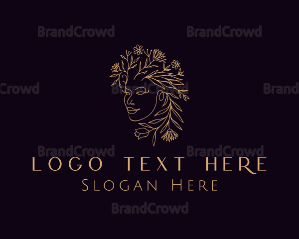 Gold Woman Floral Logo