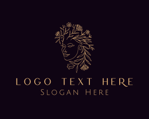 High End - Gold Woman Floral logo design