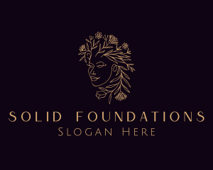 Gold Woman Floral Logo