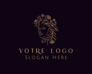 Gold Woman Floral Logo