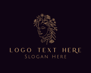 Elegant - Gold Woman Floral logo design