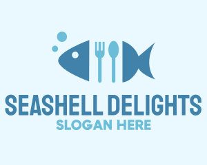 Fish Seafood Cutlery Diner Logo