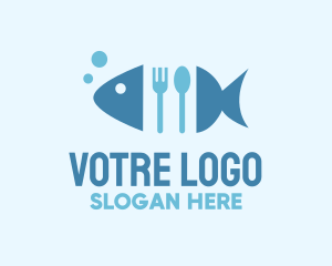 Fish Seafood Cutlery Diner Logo