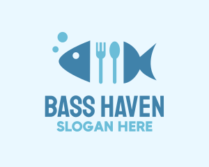 Bass - Fish Seafood Cutlery Diner logo design